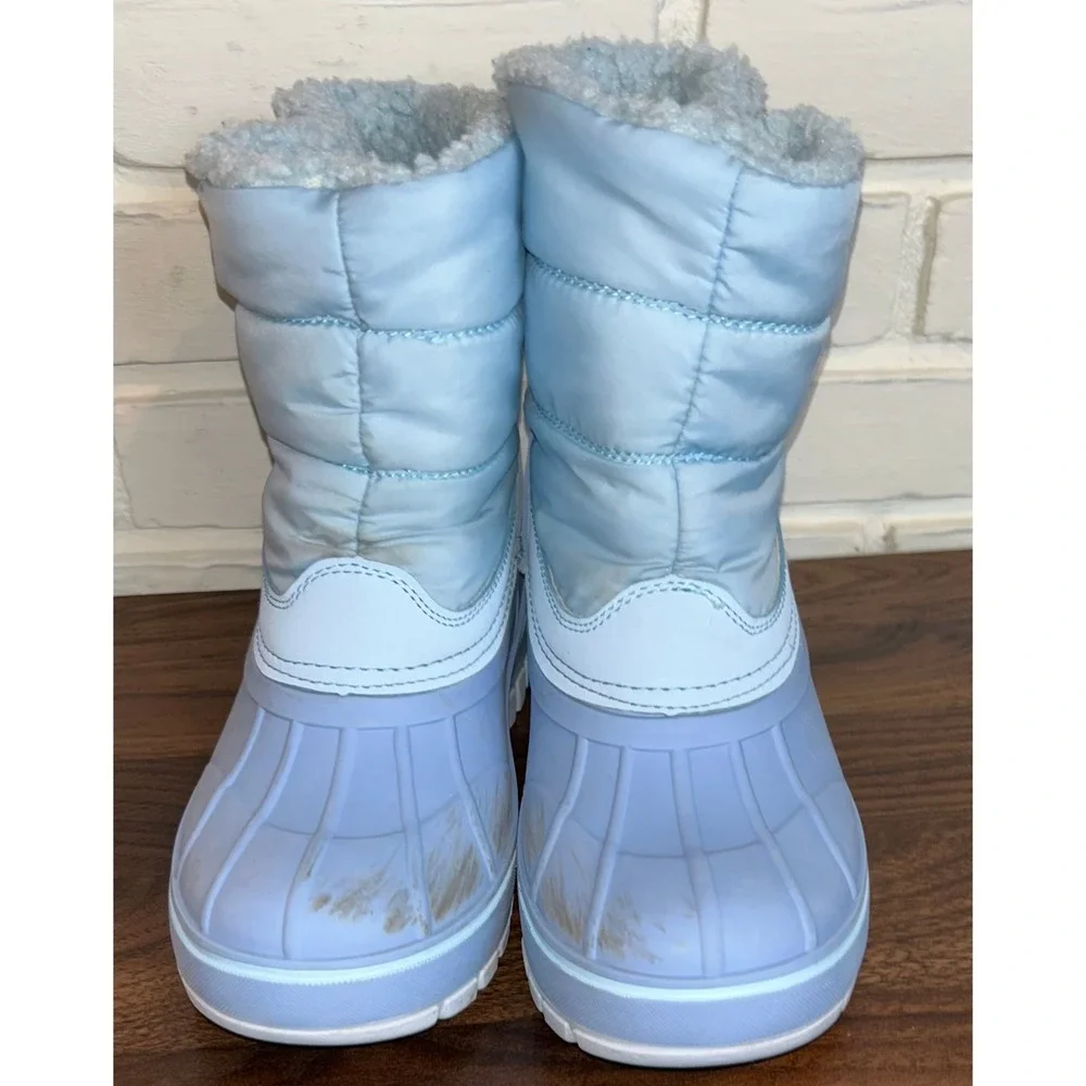 Lands End Kids Light Blue Insulated Snow Boots Water Resistant 3M Thinsulate 3M